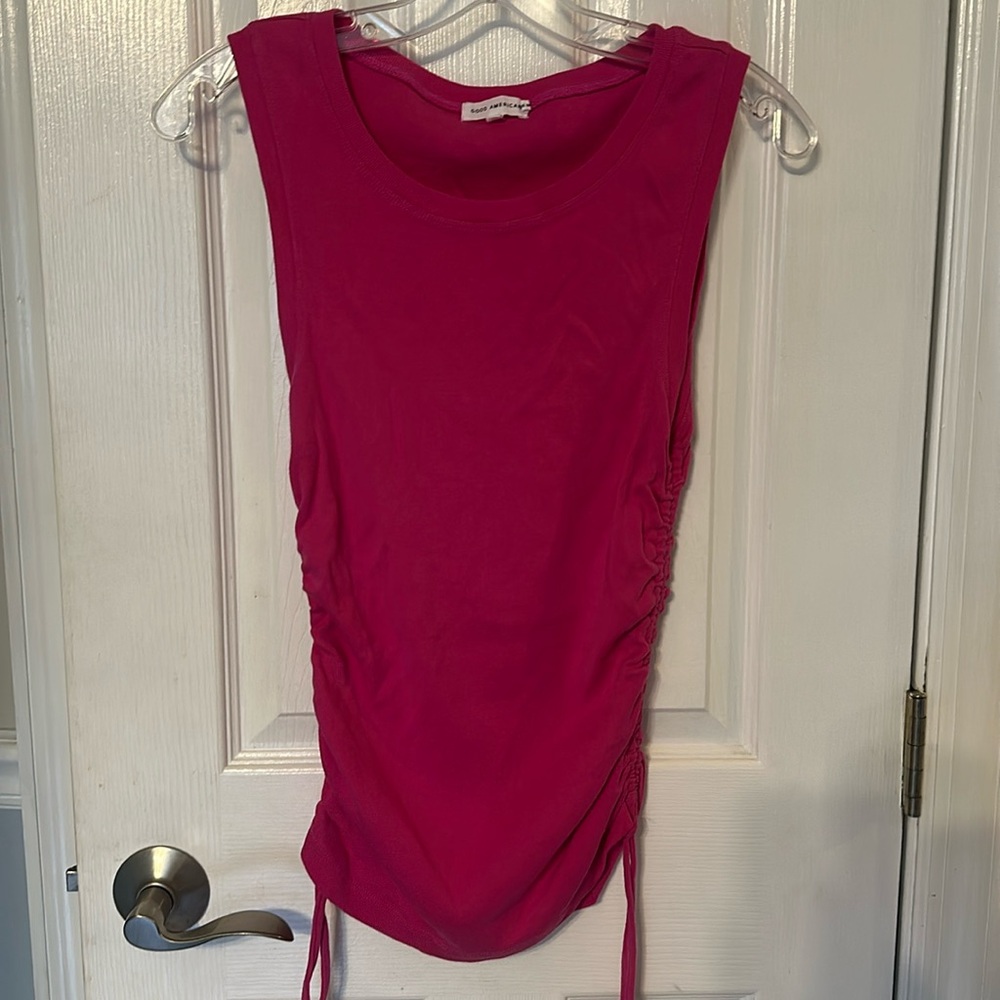 Good American Sleeveless Ruched Tank